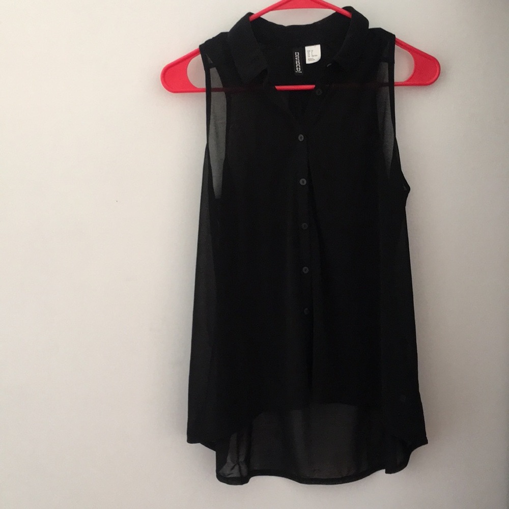 New Silk-like Sleeveless Black H&M Blouse